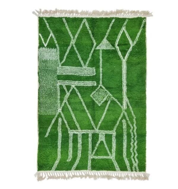 Ikram – Emerald Green Moroccan Rug – Handwoven Elegance