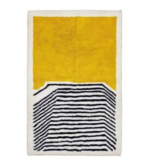 Maha – Modern Abstract Rug - Yellow and Black Stripes