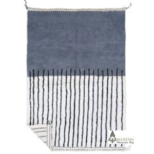 Souad – Linear Moroccan Carpet - Blue and White Elegance