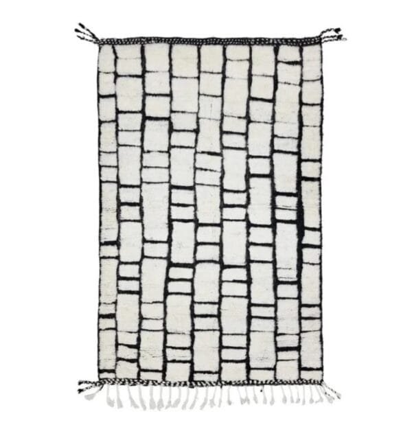 Wafa – Black & White Abstract Moroccan Rug