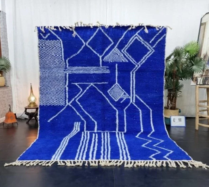 Blue shag rug