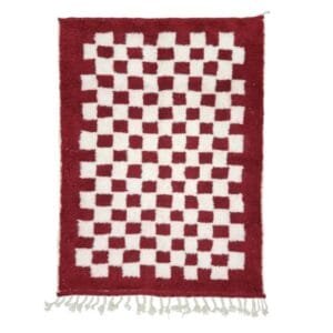 Zahra – Bold Red Moroccan Carpet - Classic Checkered