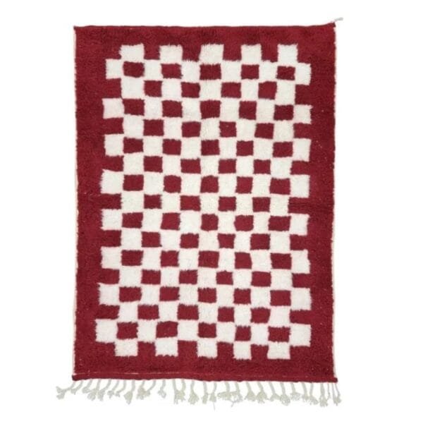 Zahra – Bold Red Moroccan Carpet - Classic Checkered