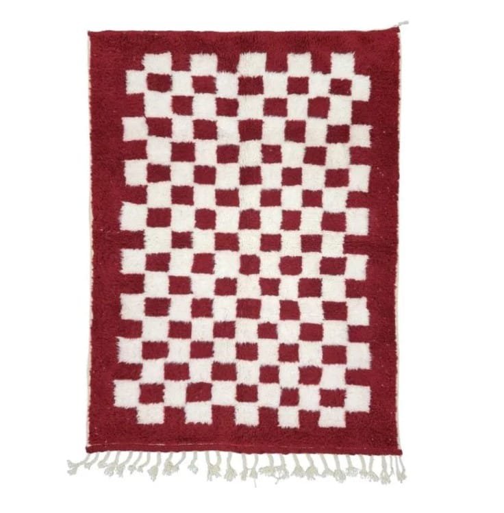 Zahra – Bold Red Moroccan Carpet - Classic Checkered