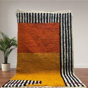 Ahlam – Artisanal Moroccan Rug - Orange and Yellow