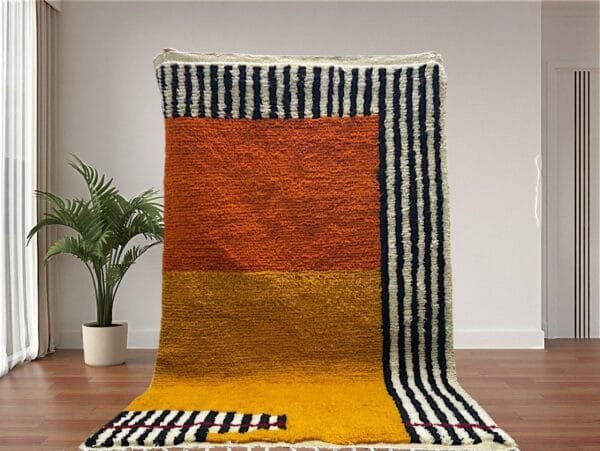 Ahlam – Artisanal Moroccan Rug - Orange and Yellow