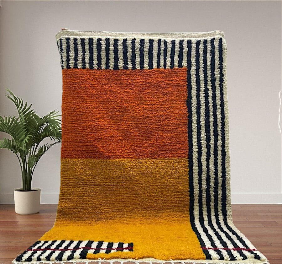 Ahlam – Artisanal Moroccan Rug - Orange and Yellow