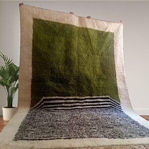 Aicha – Olive-Toned Moroccan Rug - Minimalist Design