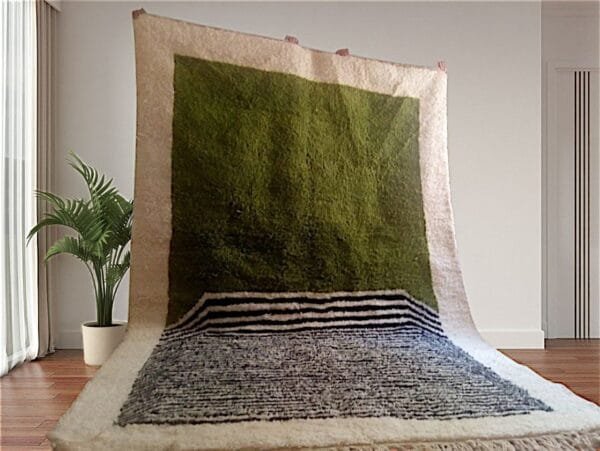 Aicha – Olive-Toned Moroccan Rug - Minimalist Design