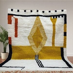 Amira – Bold Geometric Area Rug in Mustard and Black