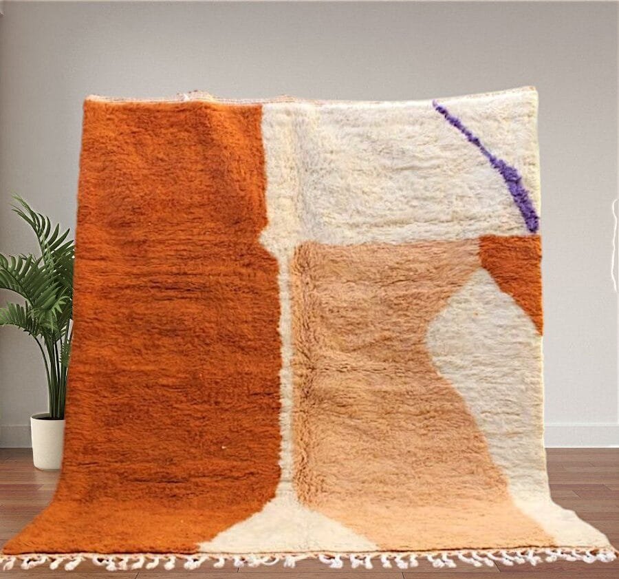 Dalia – Contemporary Moroccan Rug - Orange and Beige