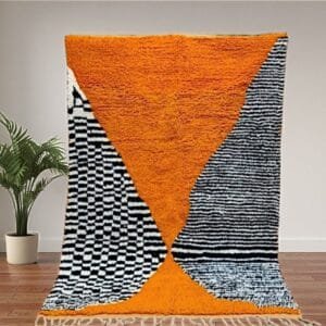 Fatima – Striking Orange Moroccan Rug – Handwoven Wool