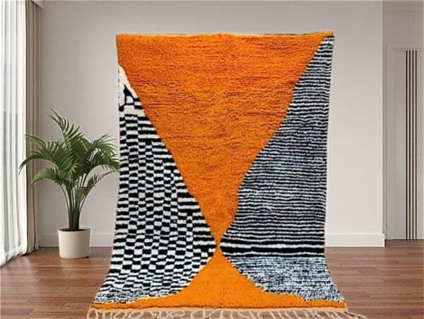 Fatima – Striking Orange Moroccan Rug – Handwoven Wool