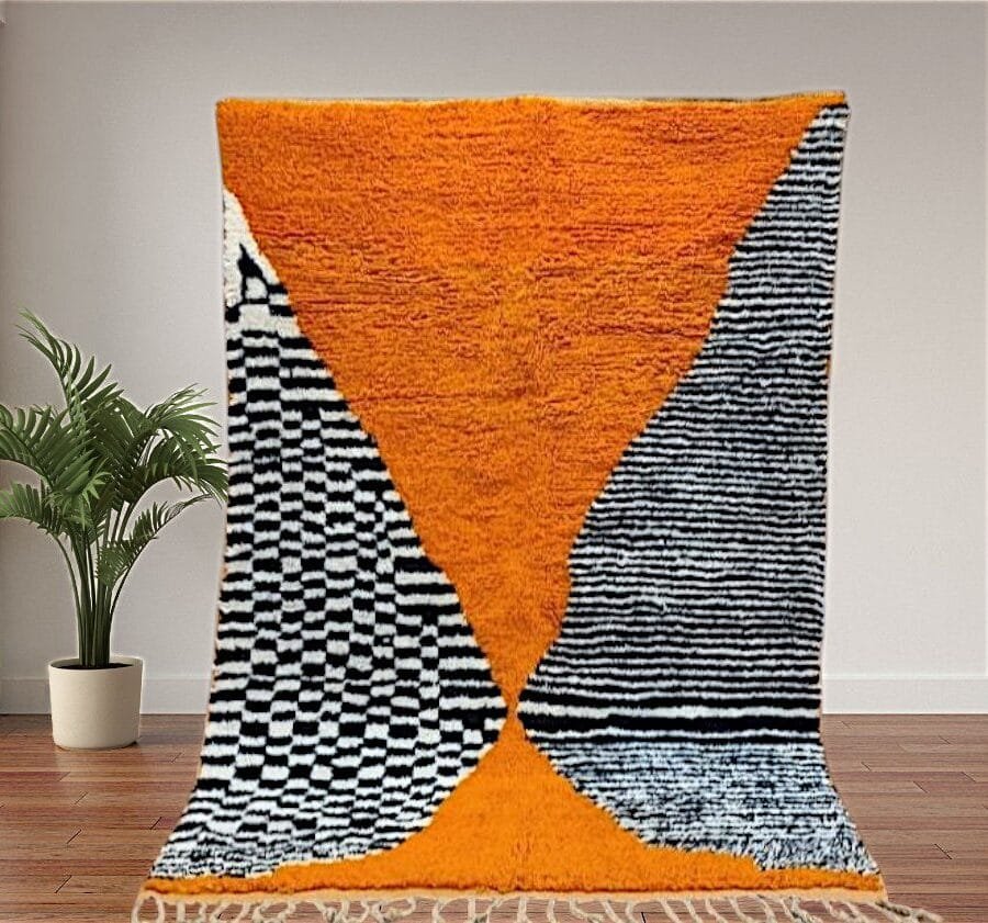Fatima – Striking Orange Moroccan Rug – Handwoven Wool