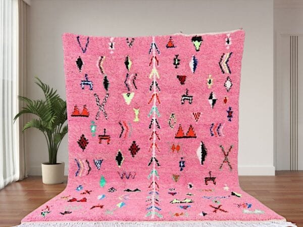 Pink Area Rug – Handcrafted Wool