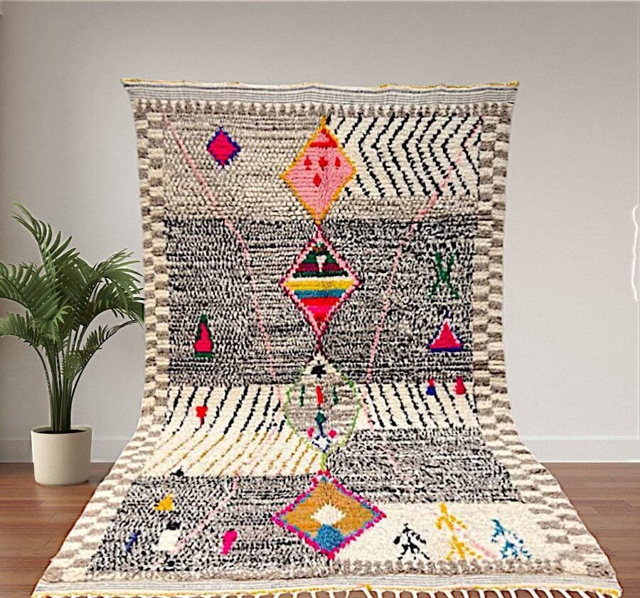 Ilham – Vibrant Moroccan Rug - Geometric Boho Design