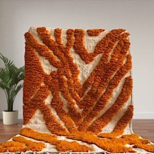 Kenza –Burnt Orange Moroccan Rug – Handwoven Wool