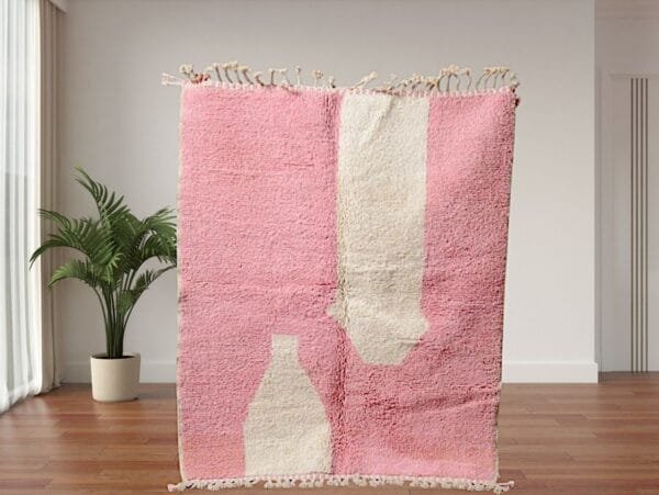 Modern Pink Wool Moroccan Rug