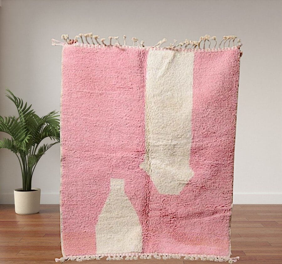 Modern Pink Wool Moroccan Rug