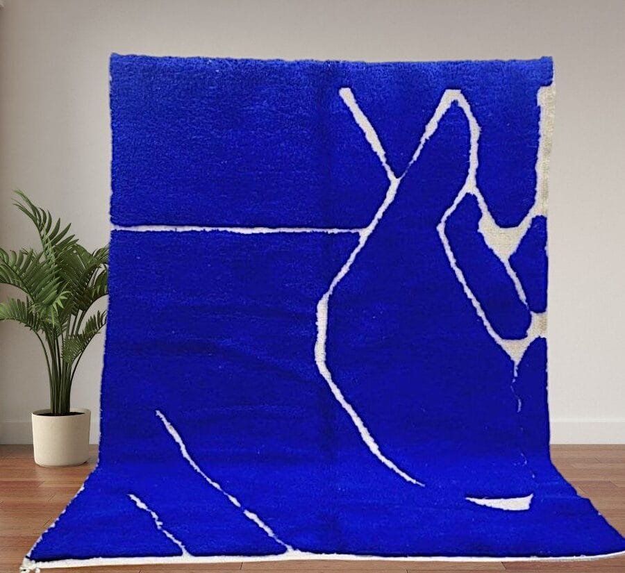 Abstract Blue Berber Rug