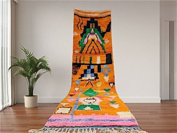 Meroua – Vivid Orange Runner Rug – Handwoven Moroccan Art