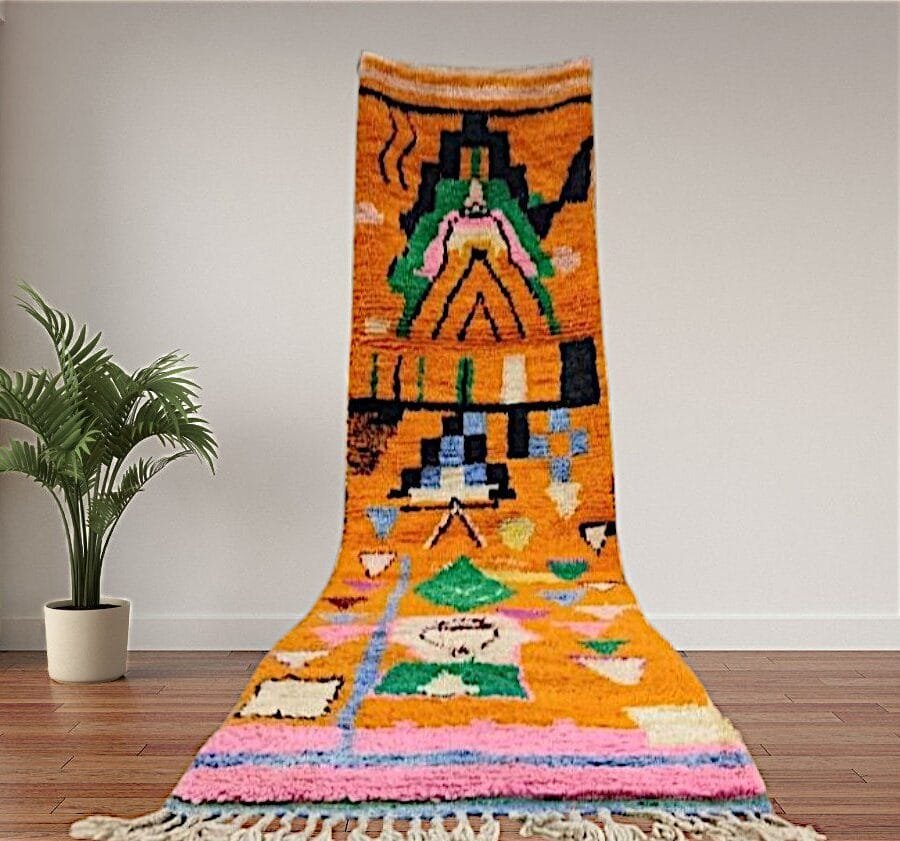Meroua – Vivid Orange Runner Rug – Handwoven Moroccan Art