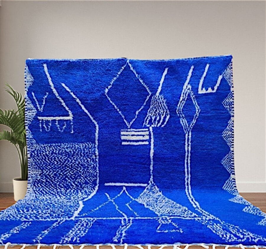 Nada – Royal Blue Berber Rug – Abstract Moroccan Statement