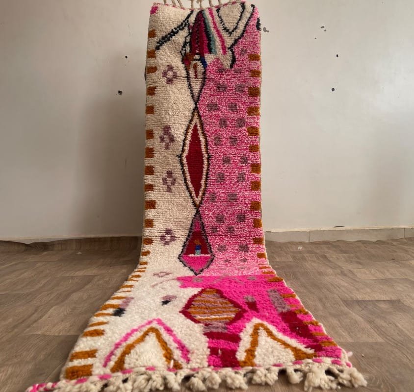 Naima – Pink Moroccan Runner - Handwoven Hallway Rug