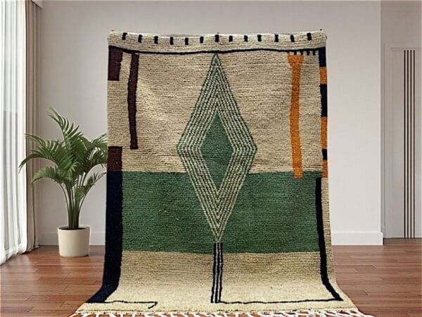 Nouria – Geometric Handmade Rug - Earthy Tones Design