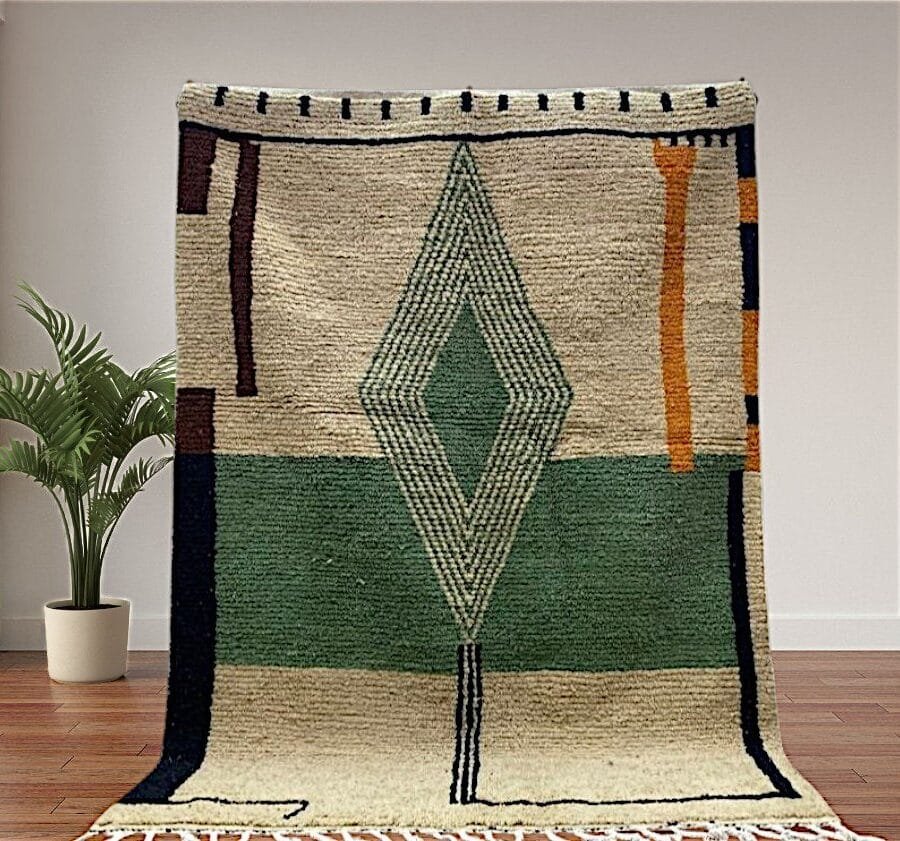 Nouria – Geometric Handmade Rug - Earthy Tones Design