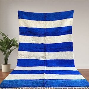 Rania – Handmade Moroccan Rug | Blue and White Striped
