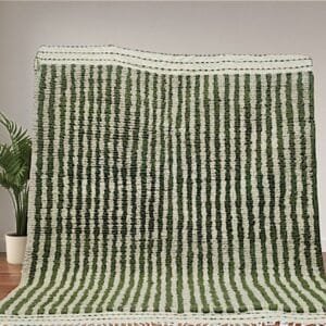 Yamina – Striped Green Rug - Handmade Authentic Craft