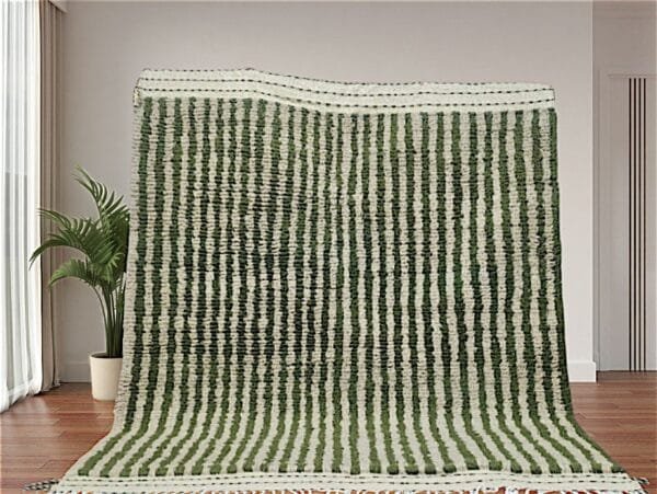 Yamina – Striped Green Rug - Handmade Authentic Craft