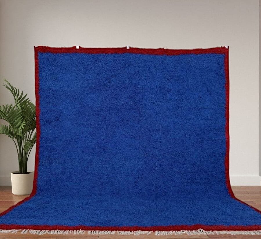 Solid Blue Berber Rug