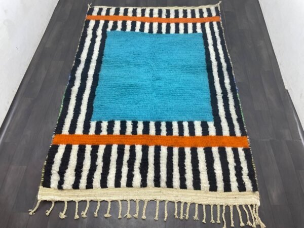 photo_5852934097163371369_y Maha – Striped Moroccan Rug- Blue and Striped Design