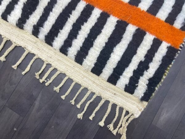 Maha – Striped Moroccan Rug- Blue and Striped Design