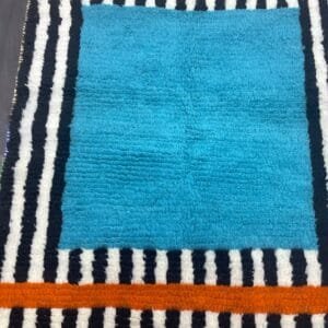 Maha – Striped Moroccan Rug- Blue and Striped Design