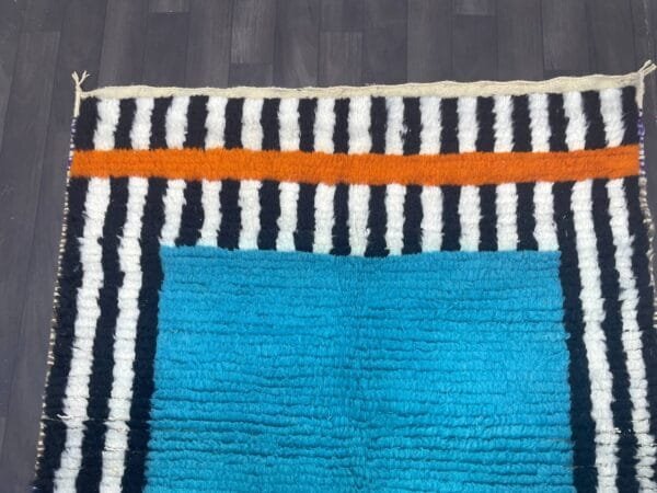 Maha – Striped Moroccan Rug- Blue and Striped Design
