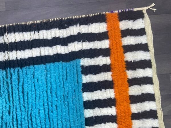 Maha – Striped Moroccan Rug- Blue and Striped Design