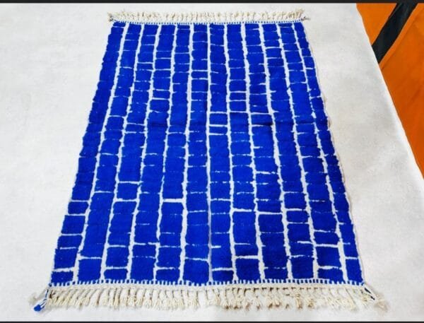 Vera – Bold Blue Moroccan Rug for Modern Decor