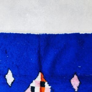 Safa – Blue Berber Rug with Multicolor Diamonds