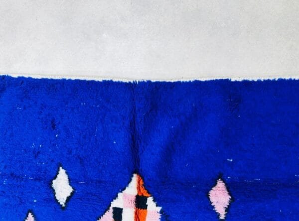 Safa – Blue Berber Rug with Multicolor Diamonds