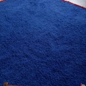 Zouhour – Solid Blue Berber Rug with Red Border