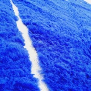 Maha – Abstract Blue Berber Rug with White Lines