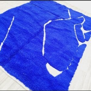 Maha – Abstract Blue Berber Rug with White Lines