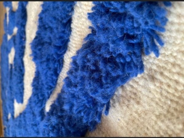 Qamar – Beige and Blue Berber Rug – Handmade Art