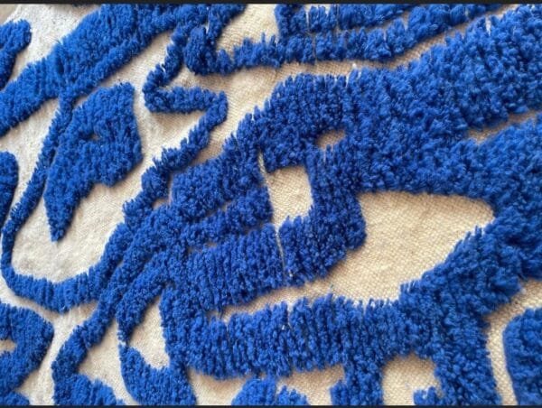 Qamar – Beige and Blue Berber Rug – Handmade Art