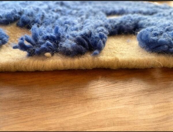 Qamar – Beige and Blue Berber Rug – Handmade Art