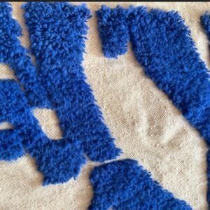 Qamar – Beige and Blue Berber Rug – Handmade Art