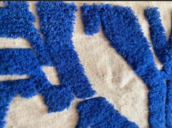 Qamar – Beige and Blue Berber Rug – Handmade Art